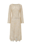 SWAYING 25 Fall/Winter Collection: Silk-Wool Mesh Long-Sleeve Dress with Cutout Detail (SW-SW25AW2L06C2S2-TUO, Camel)